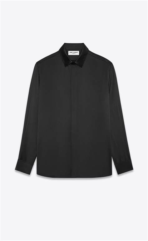 yves collar shirt in silk satin 